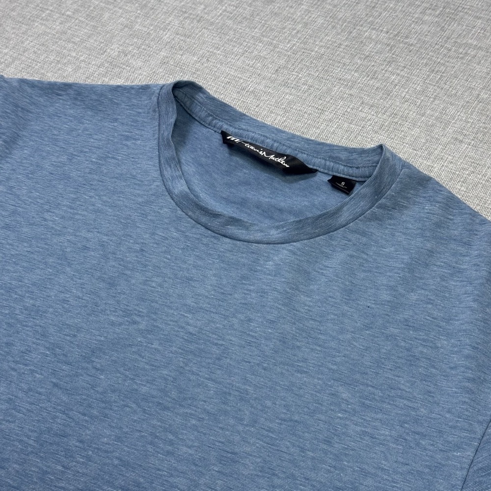Travis Mathew T-Shirt Mens Small Blue Crew Neck Stretch Jersey Made In Peru